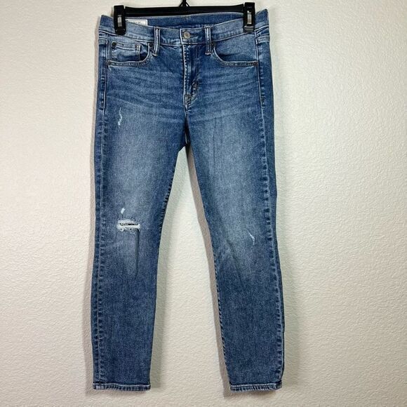 Gap Womens True Skinny Ankle Jeans Mid‎ Rise Distressed Medium Wash Size 26 2P - Picture 1 of 7